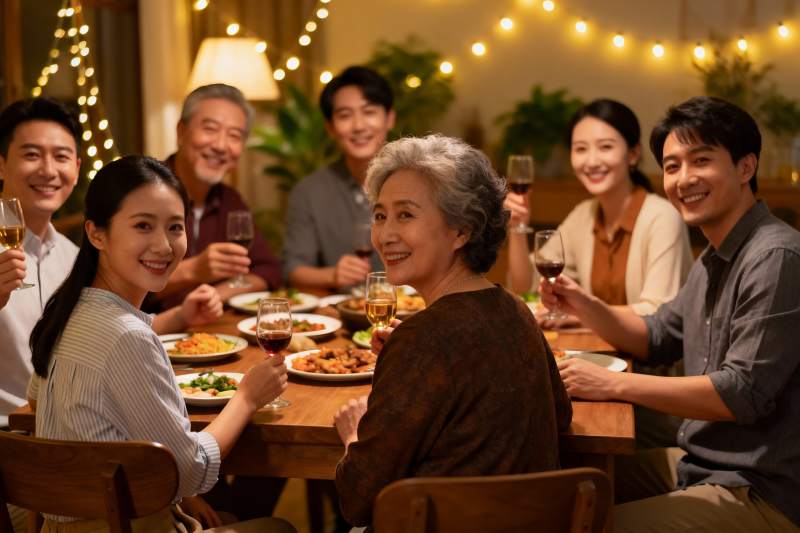 温馨家庭聚餐其乐融融图片