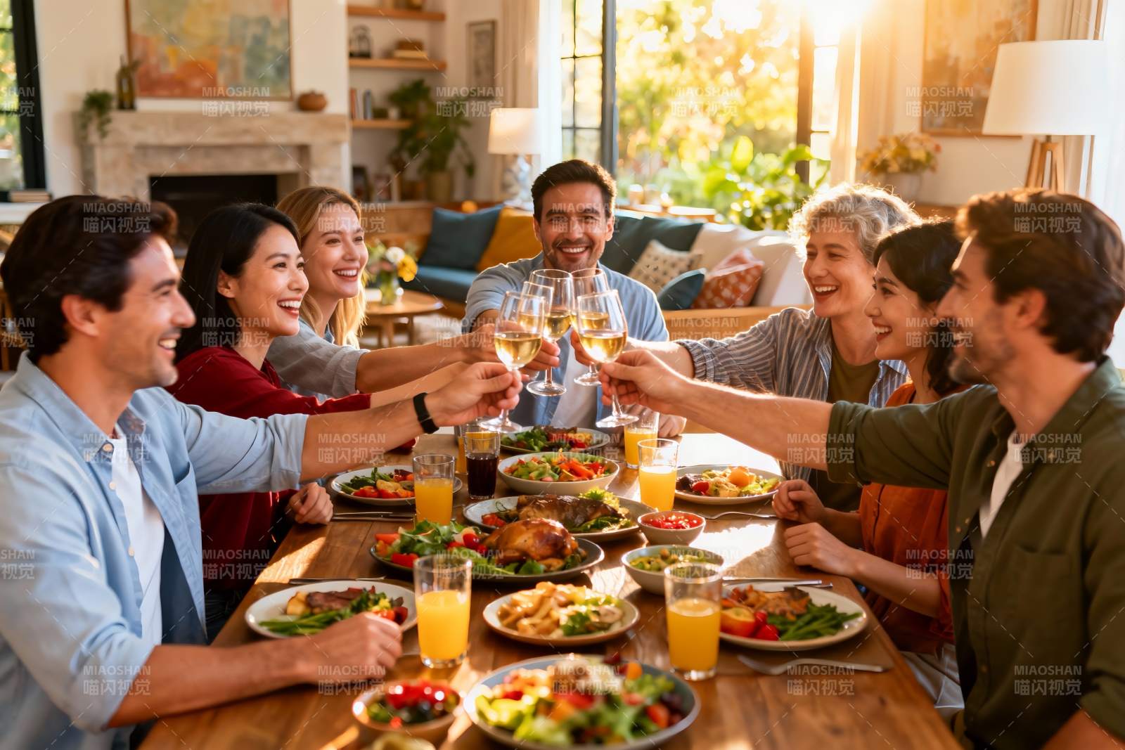 朋友聚餐欢庆举杯图片