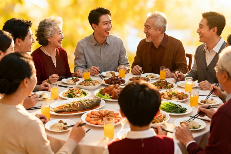 家庭聚餐其乐融融图片