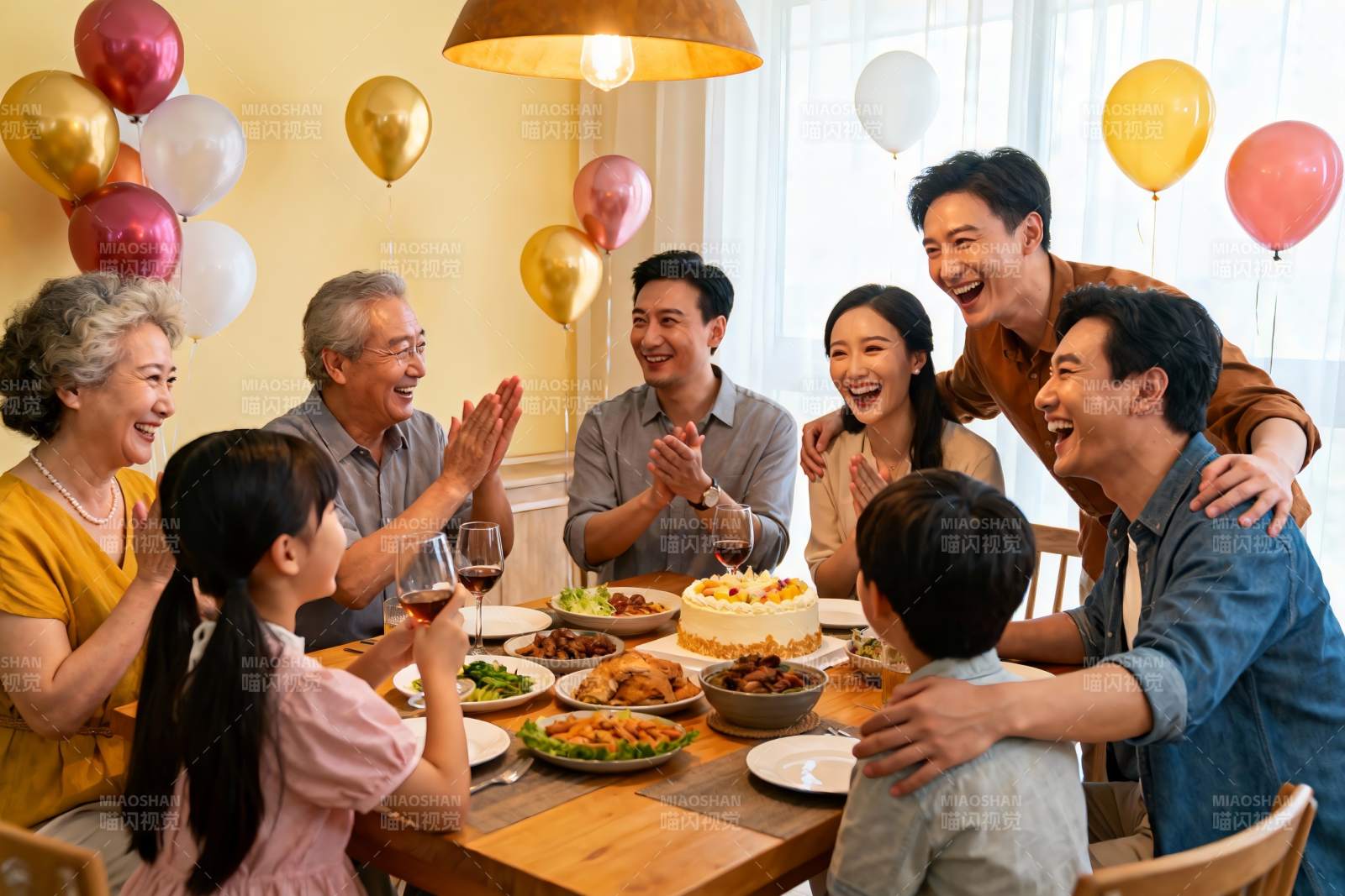 家庭聚会欢庆生日温馨场景图片