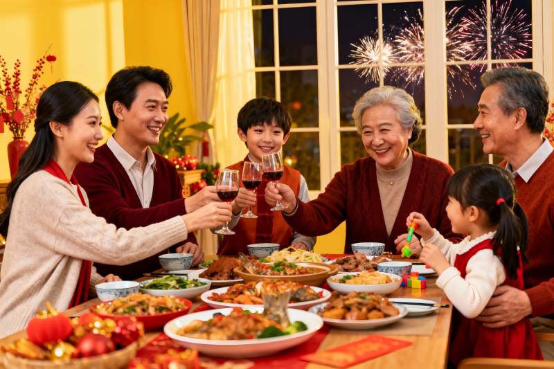 家庭年夜饭欢聚一堂图片