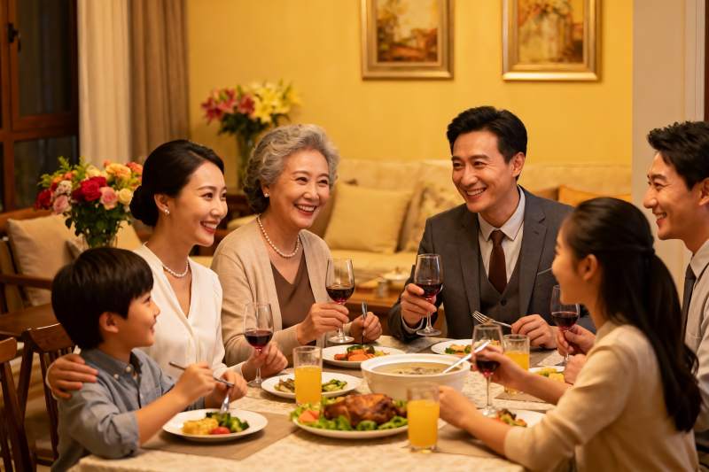 温馨家庭聚餐其乐融融图片