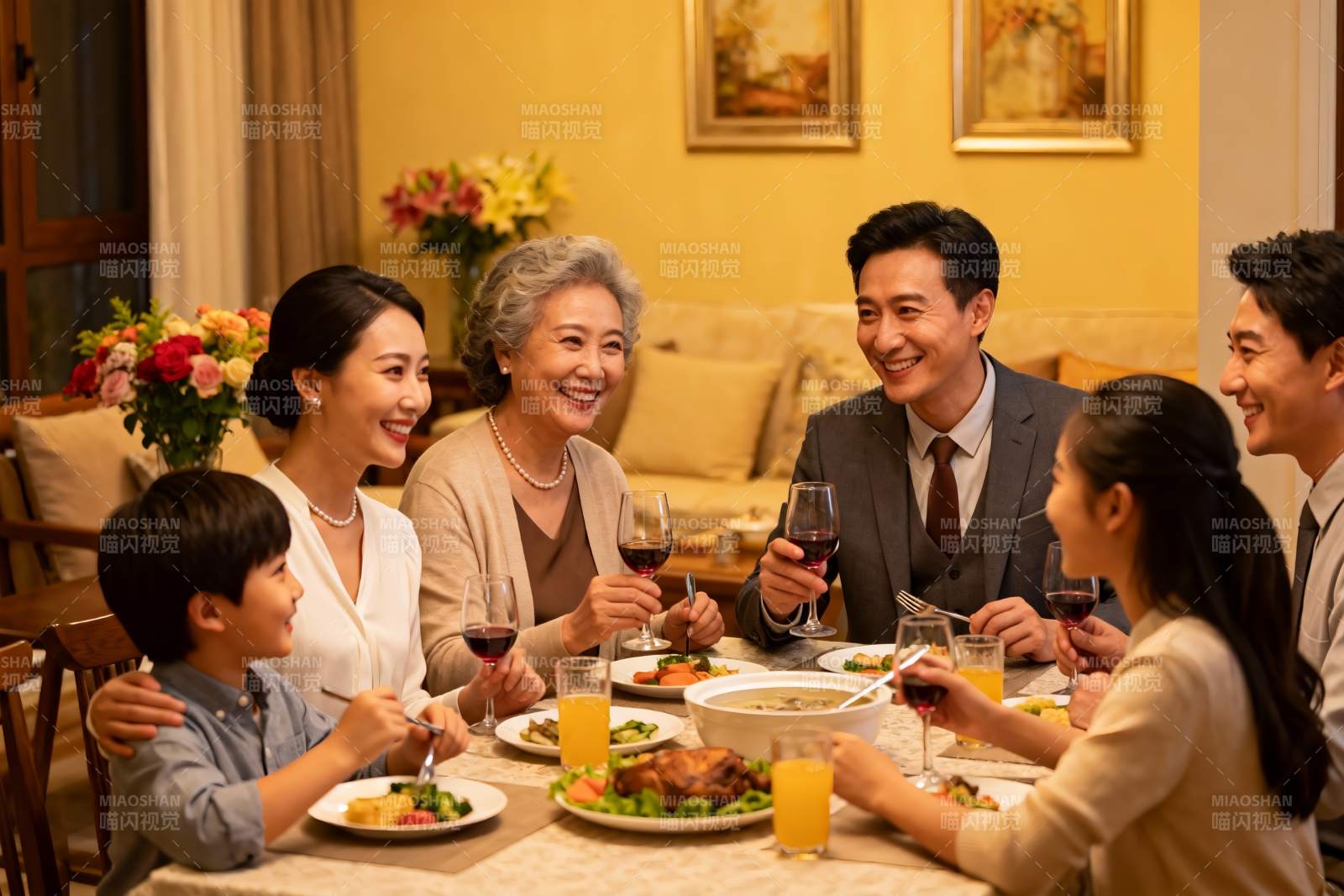 温馨家庭聚餐其乐融融图片