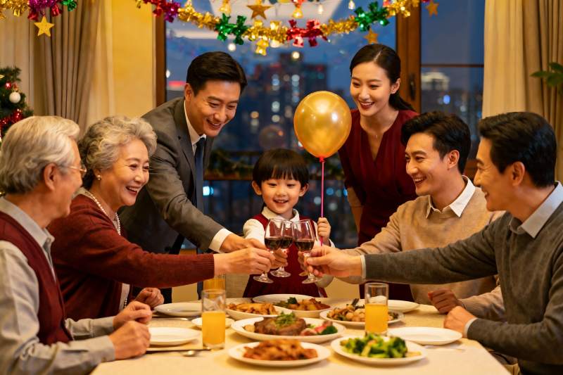 家庭欢聚庆节日共饮美好时光图片