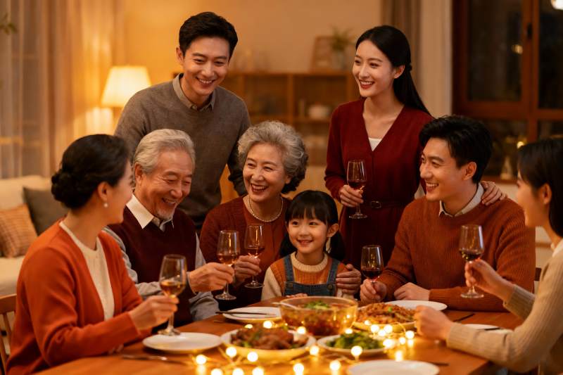 温馨家庭聚餐其乐融融图片