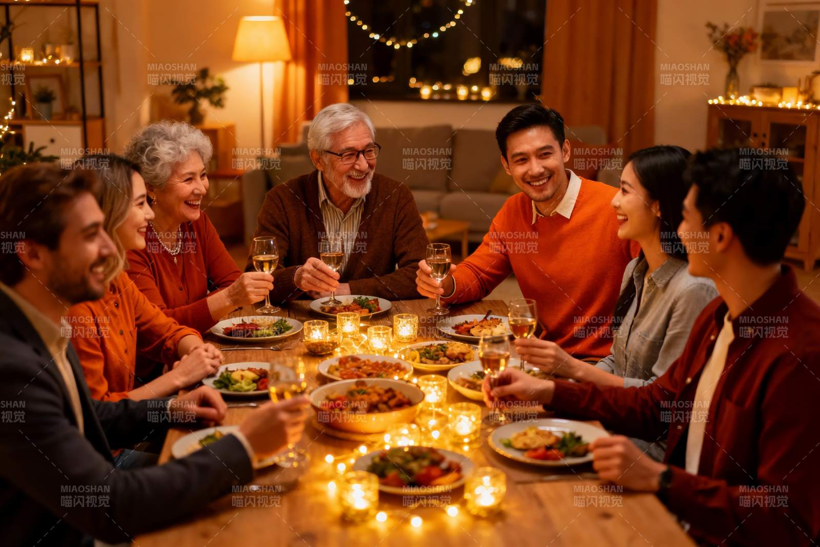 温馨家庭聚餐欢庆时刻图片