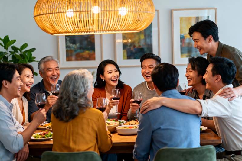 家庭聚餐欢笑场景图片