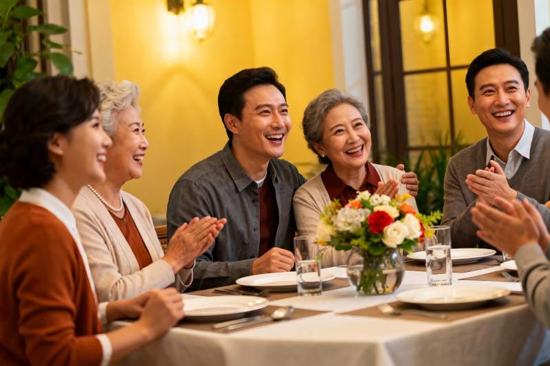 家庭聚餐欢笑场景图片