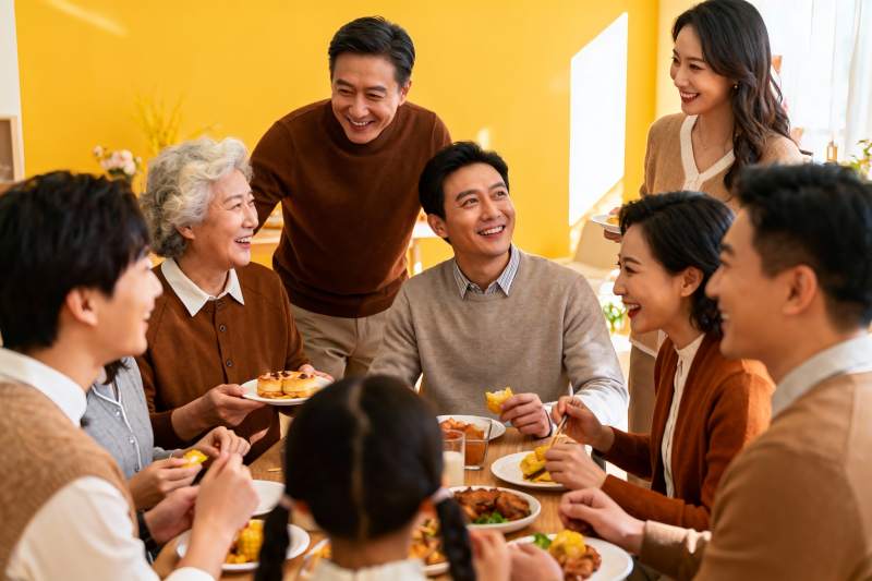 家庭聚餐其乐融融图片
