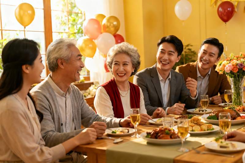 家庭聚餐欢庆场景图片