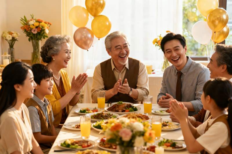 家庭聚餐欢庆场景图片