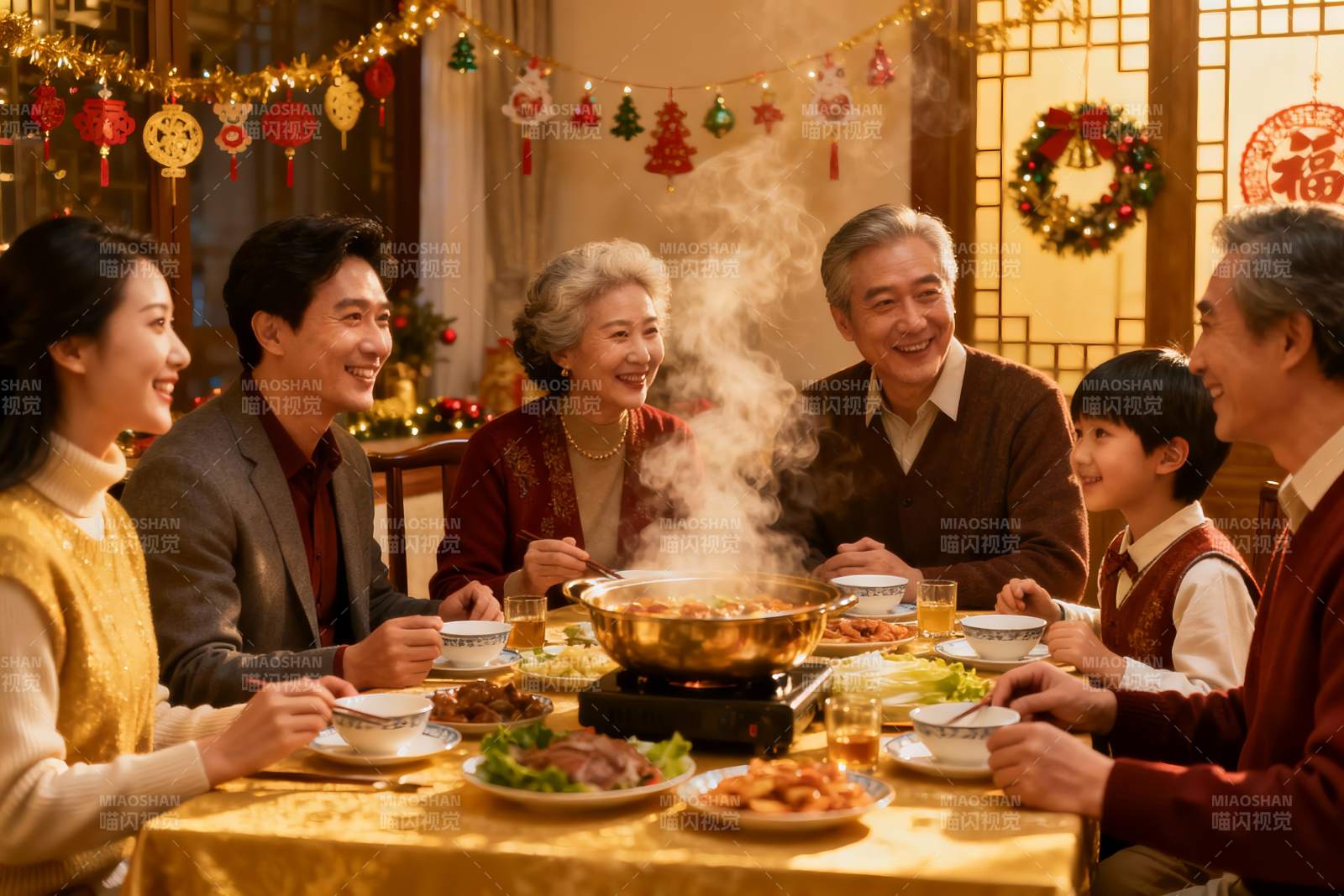 温馨家庭聚餐共庆佳节图片