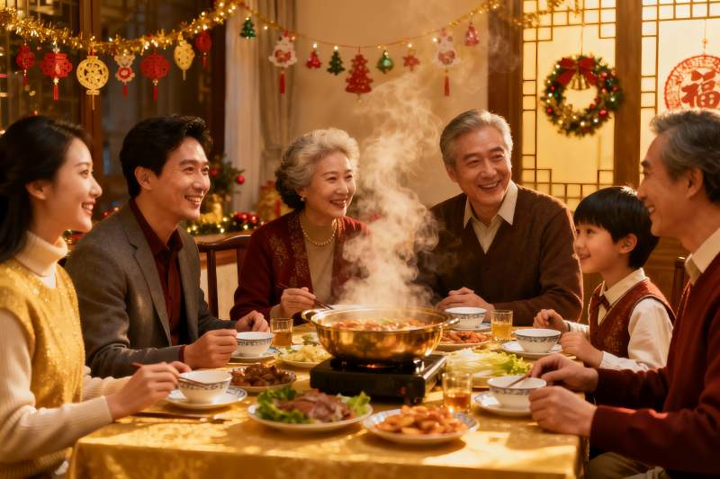 温馨家庭聚餐共庆佳节图片