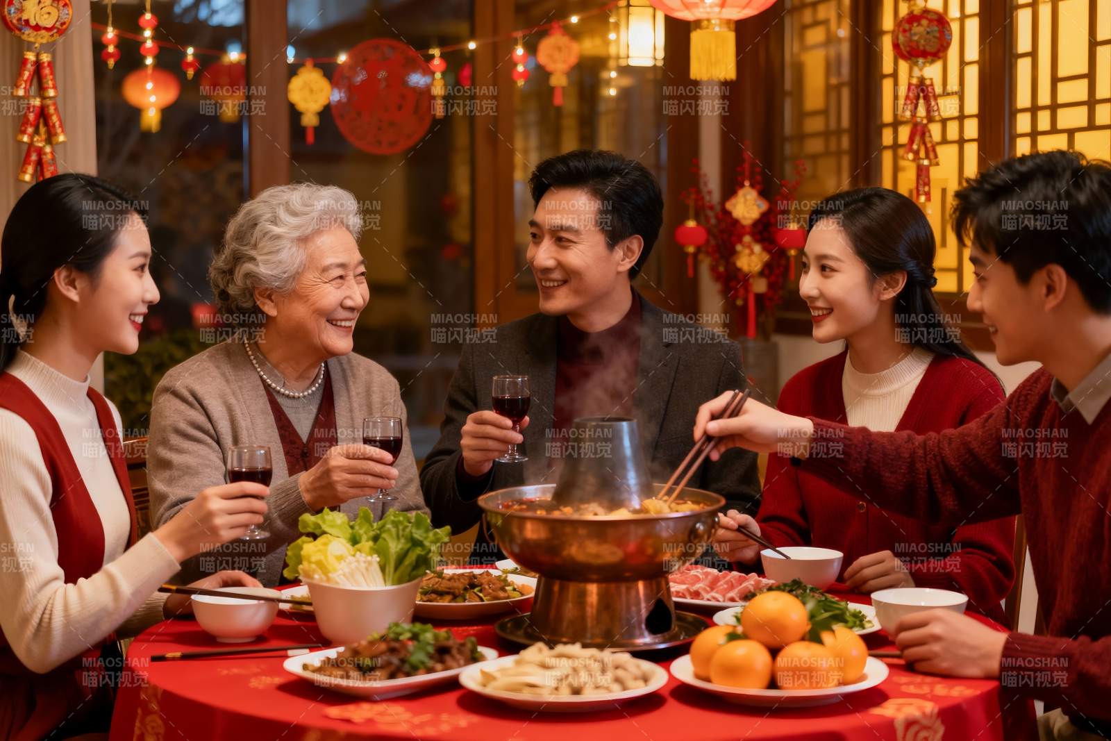 家庭聚餐欢庆节日氛围浓厚图片