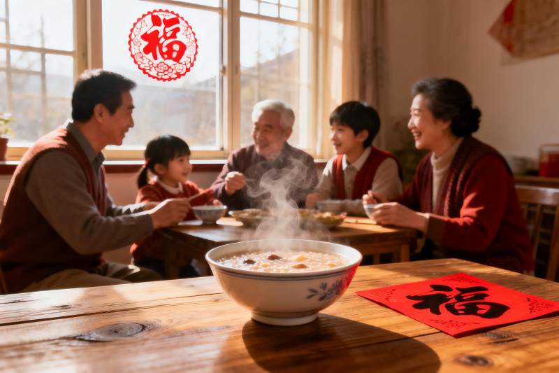 三代同堂围桌吃团圆饭图片