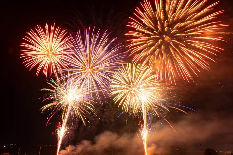 夜空烟花绽放绚丽多彩图片