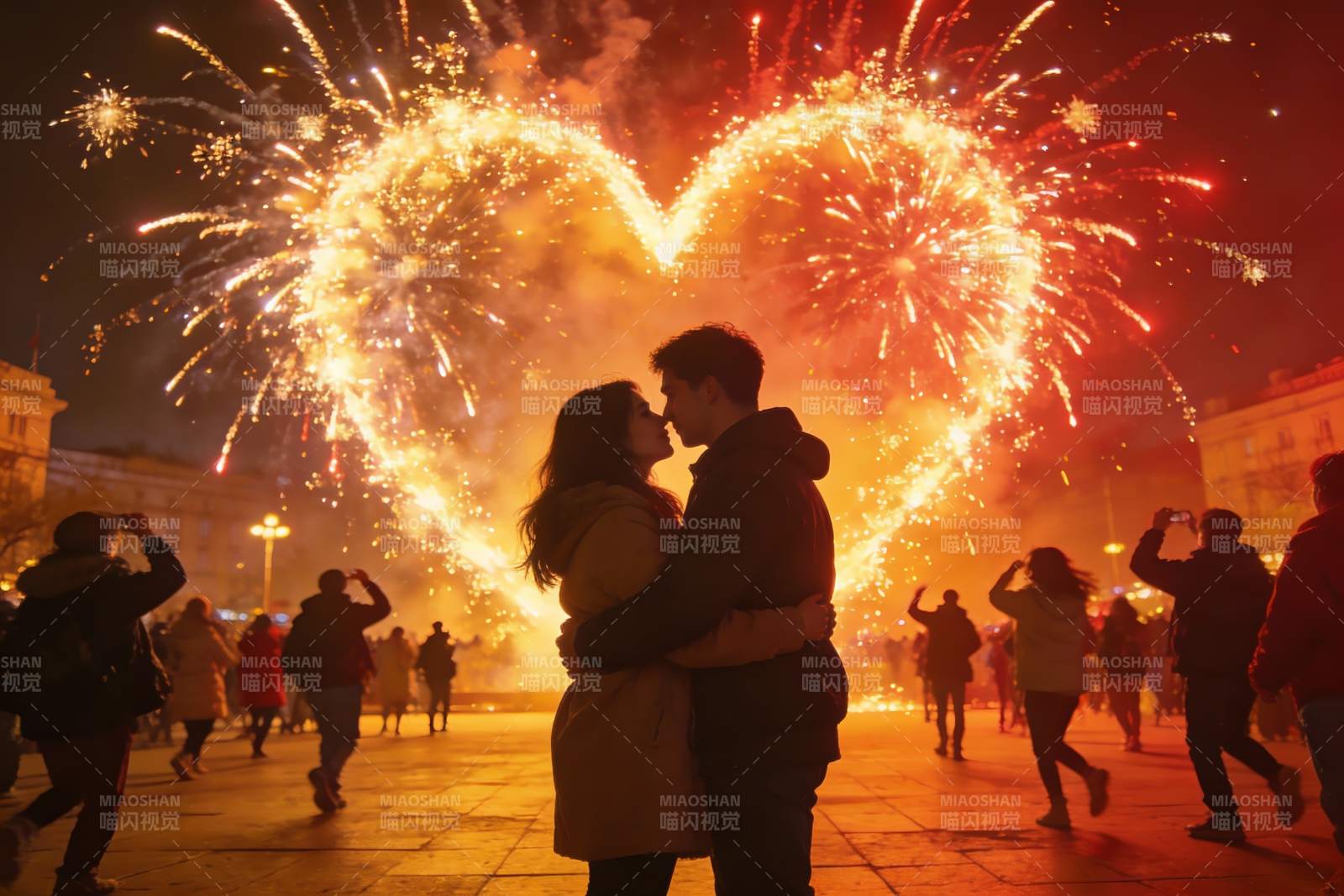 情侣夜放烟花共度浪漫时刻图片