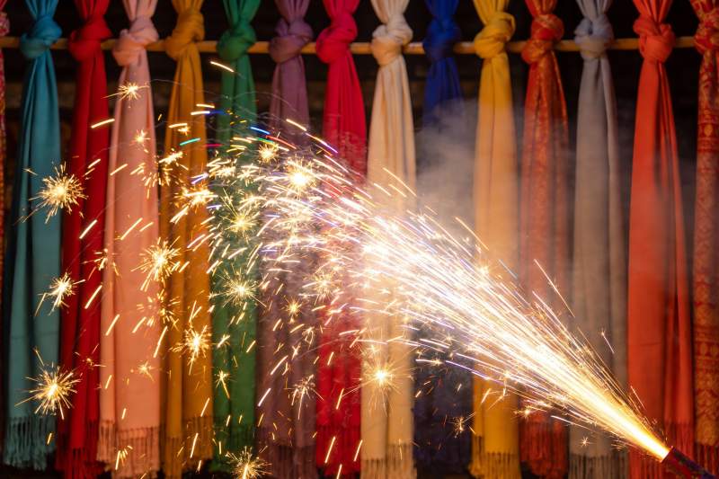 烟花绽放彩带背景图片
