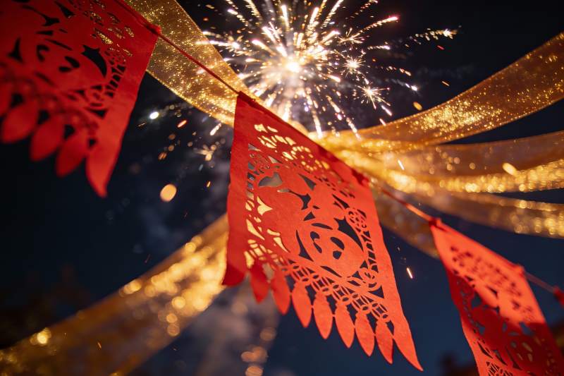 烟花绽放夜空挂饰璀璨图片