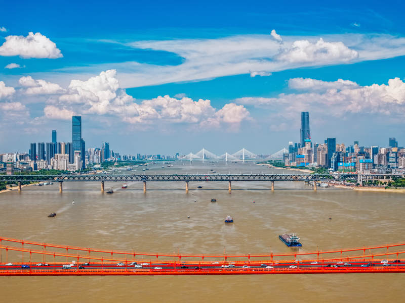 城市天际线与大桥-武汉的桥图片