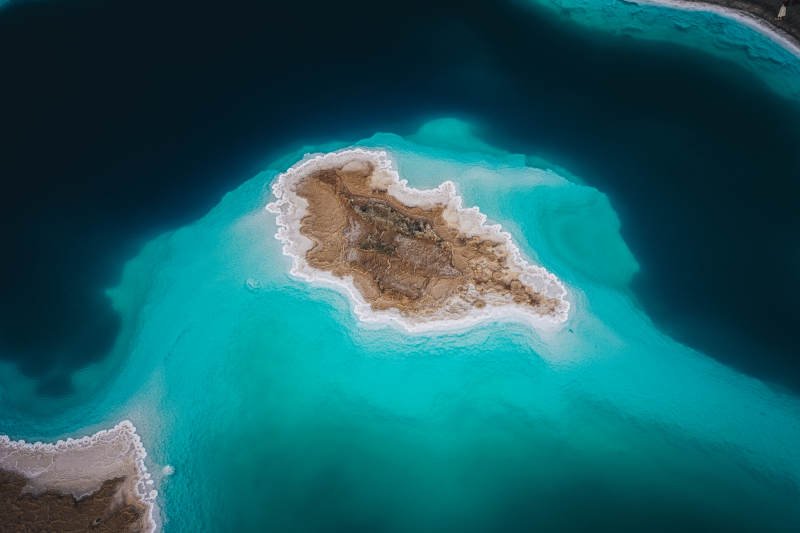 碧海孤岛航拍图-图片