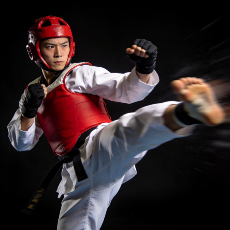 跆拳道高手踢击瞬间图片