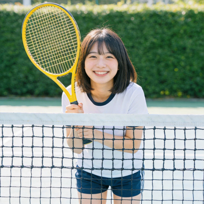 网球少女微笑图片