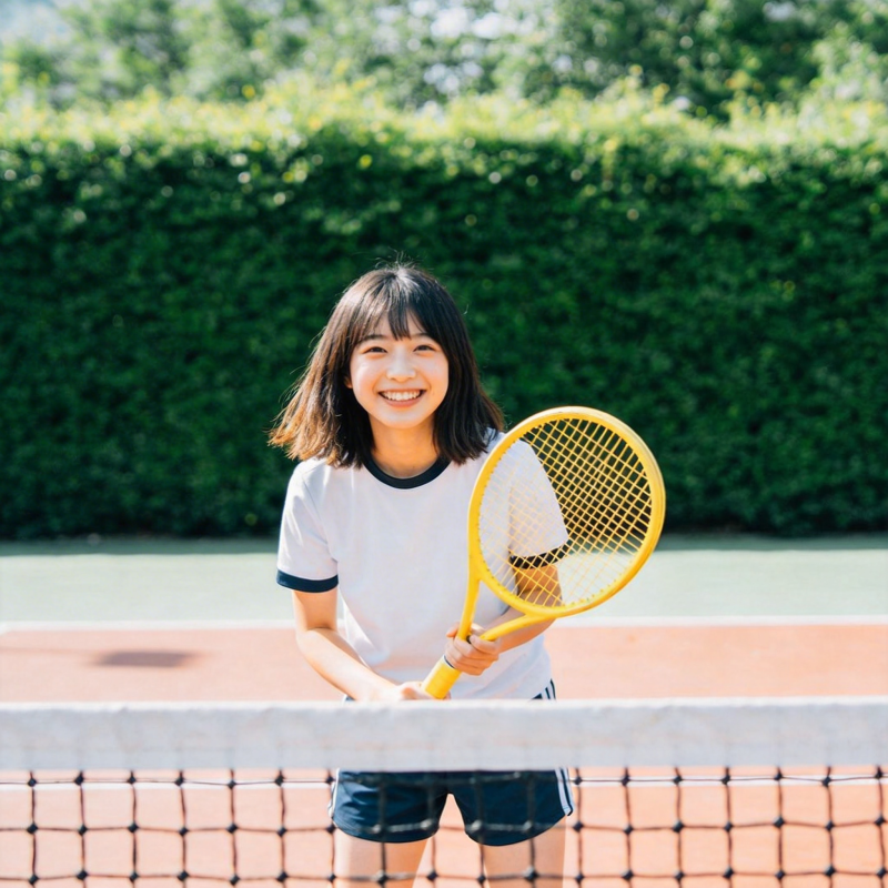 网球少女微笑图片