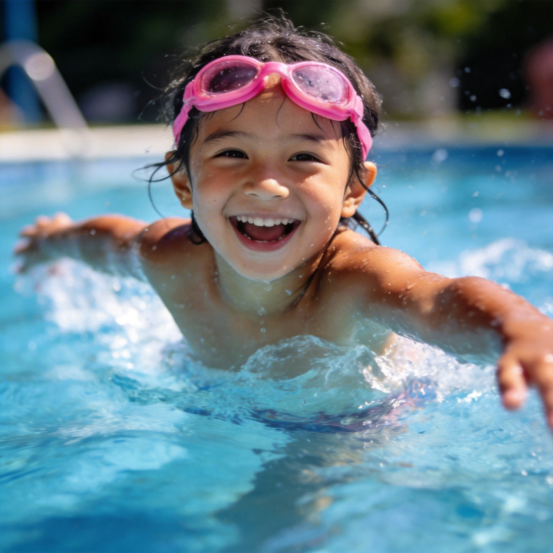 泳池欢笑小天使图片