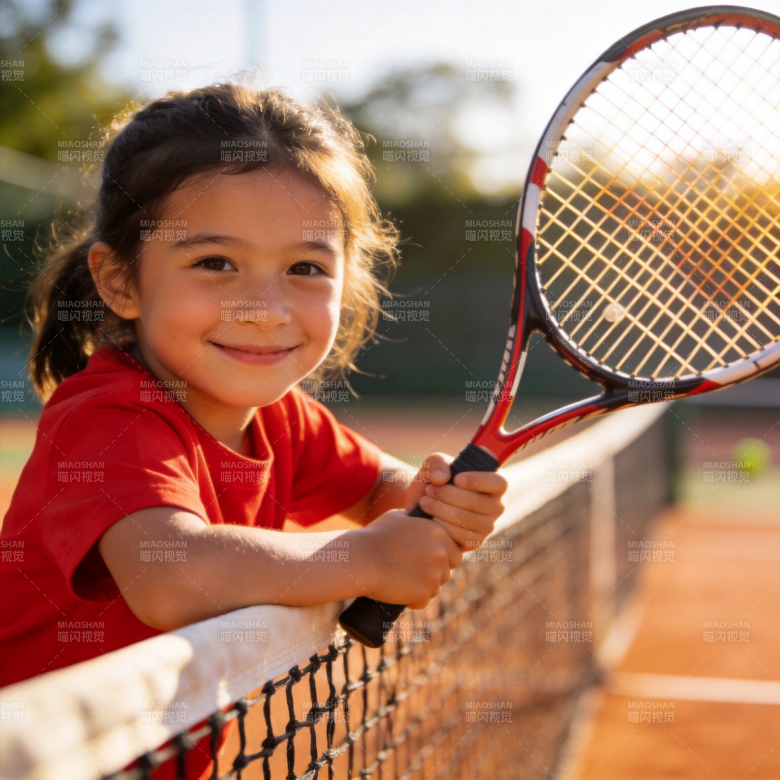 小网球手微笑网前图片