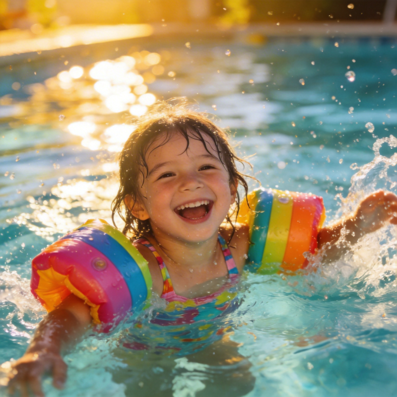 夏日泳池欢笑图片