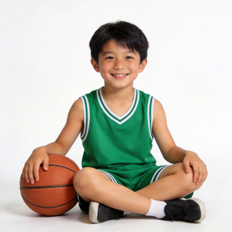 小篮球手微笑坐姿图片