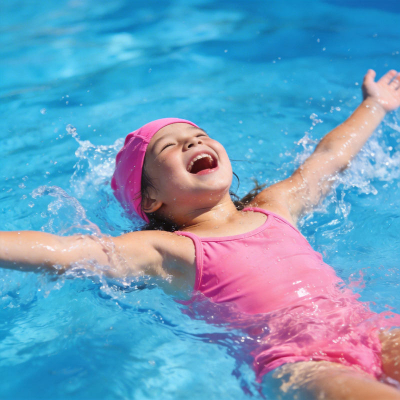 小女孩水中欢笑图片