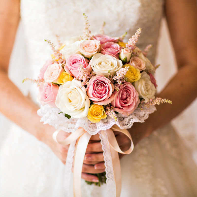 新娘手捧花束图片