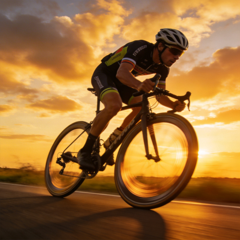 夕阳下的骑行者图片
