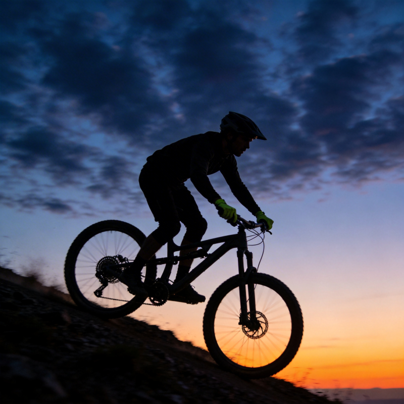 日落骑行剪影图片
