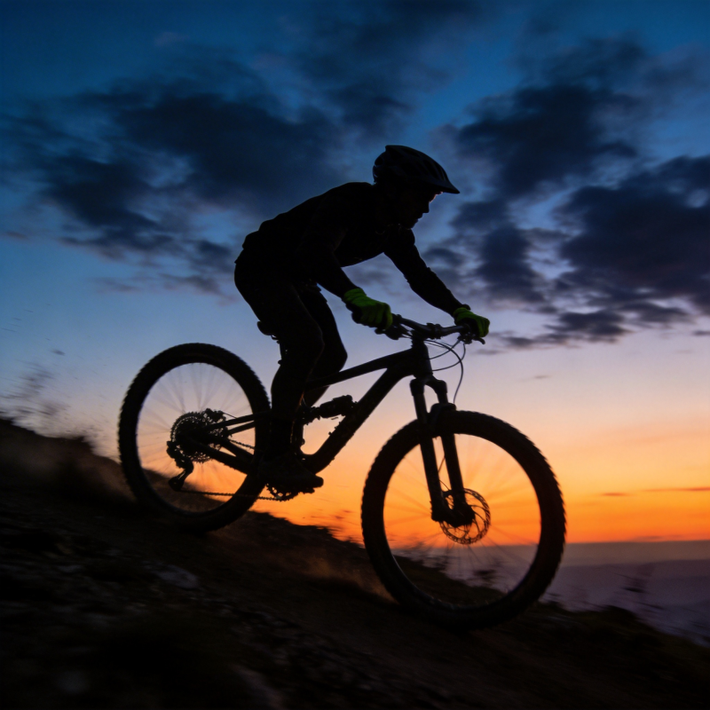 日落骑行剪影图片
