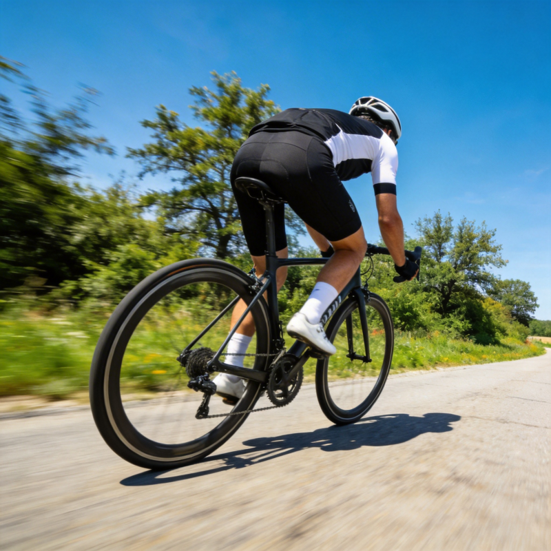 骑行者疾驰在路上图片