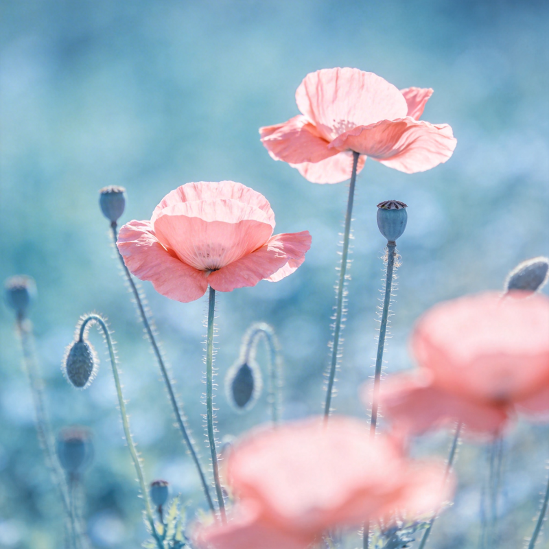 粉红罂粟花绽放图片