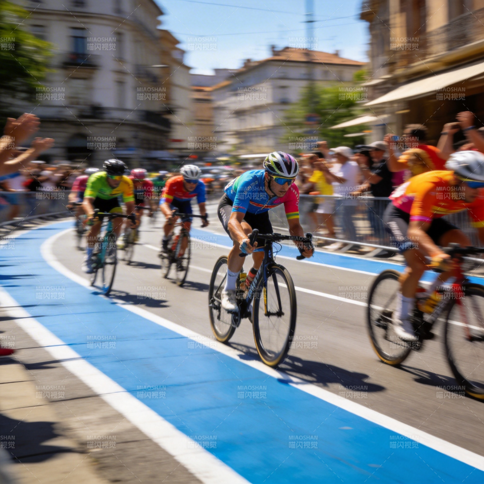 城市自行车赛激烈角逐图片