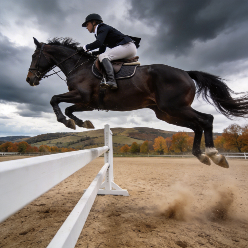 飞跃障碍的骑手图片