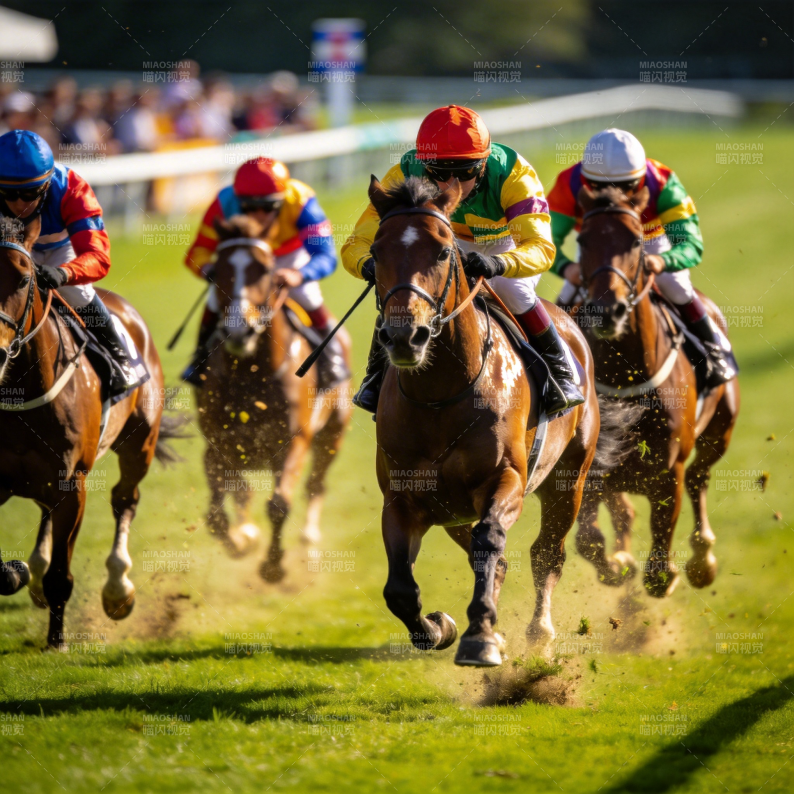 赛马激烈竞速图片
