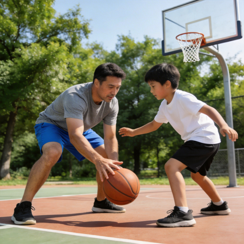 父子篮球对决图片
