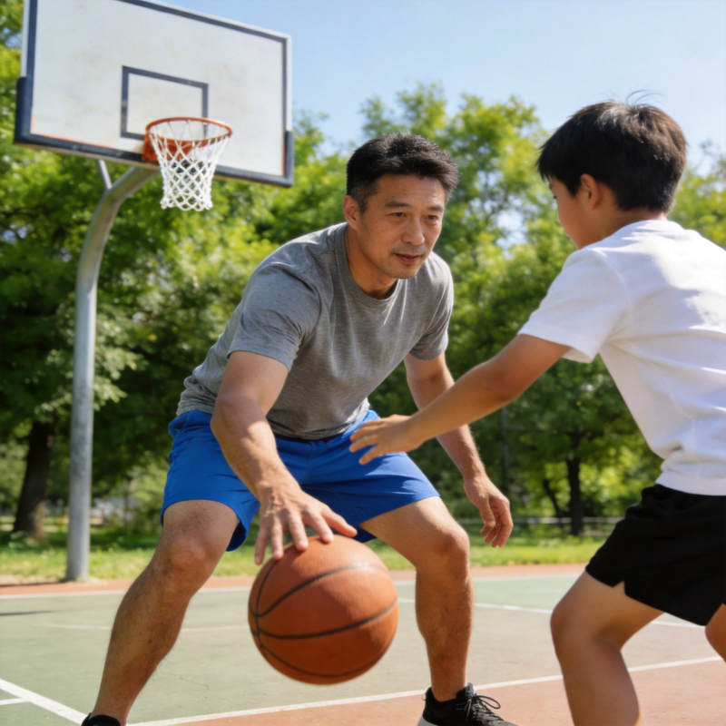 父子篮球对决图片