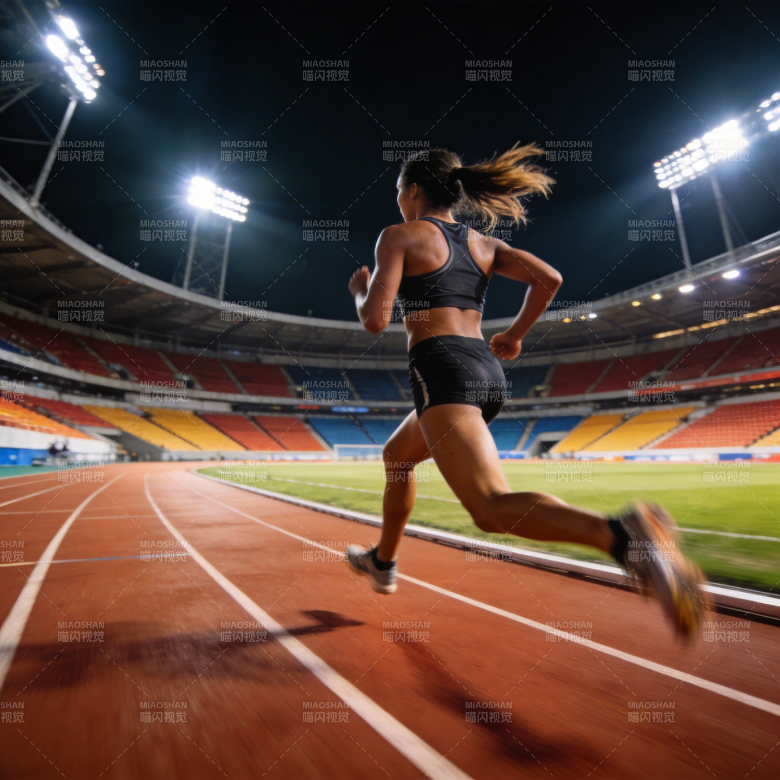 夜跑赛道追光图片
