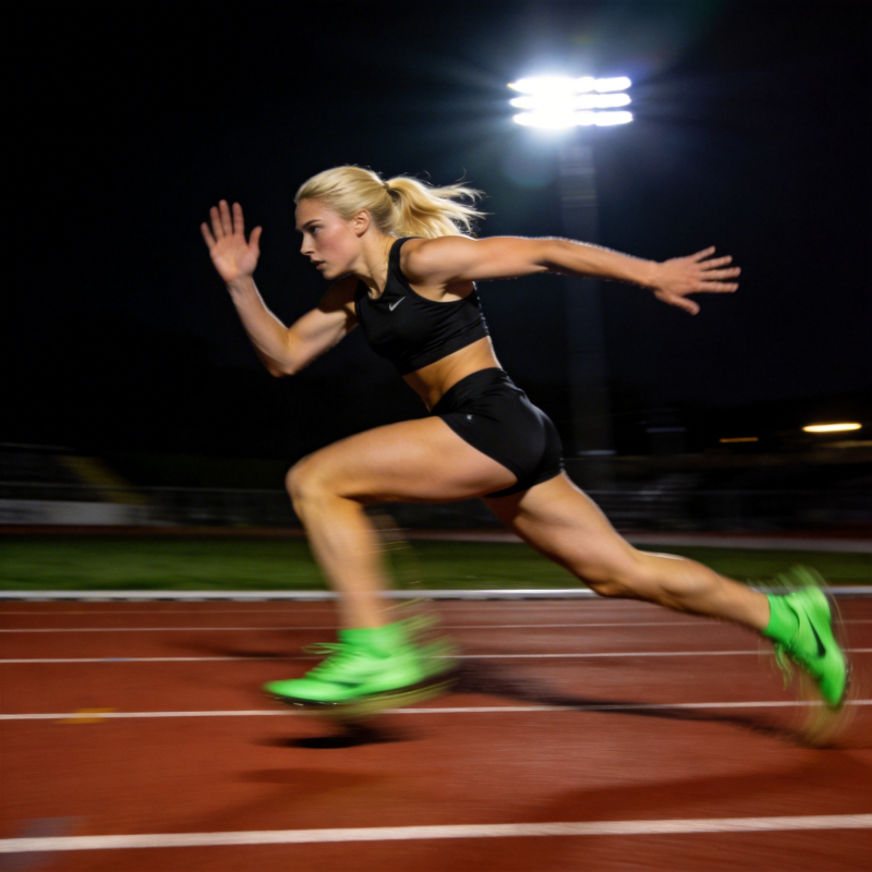 夜跑女将冲刺瞬间图片