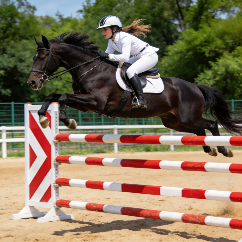 飞跃障碍的骑手图片