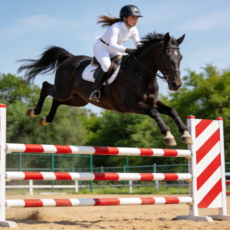 骏马飞跃障碍图片