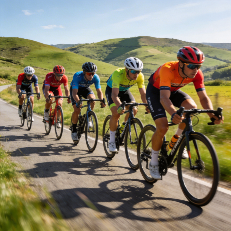 骑行队列疾驰山间图片