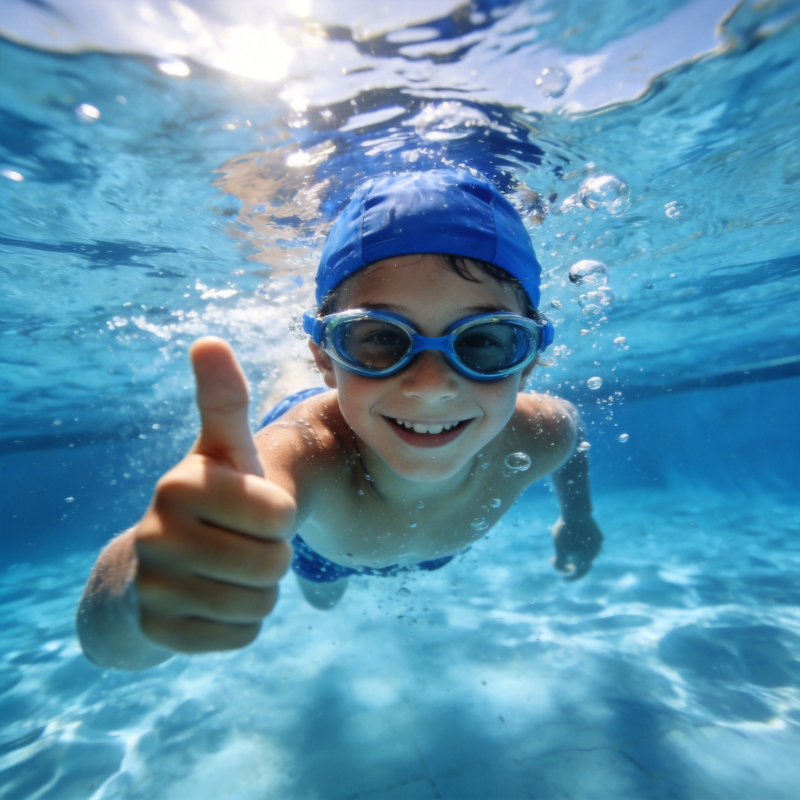 水下微笑的小泳者图片